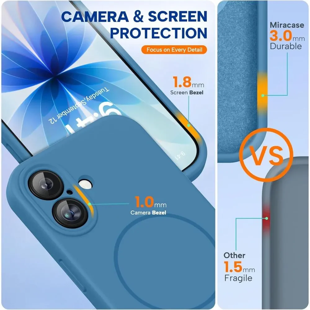 Miracase Magnetic Silicone Case iPhone 17 MagSafe Capri Blue Shockproof Cover